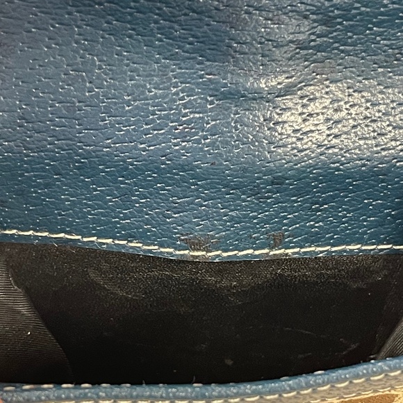 Gucci Horsebit Brown Canvas Buckle Compact Wallet w/ Navy Leather Trim- Preowned - Picture 10 of 14